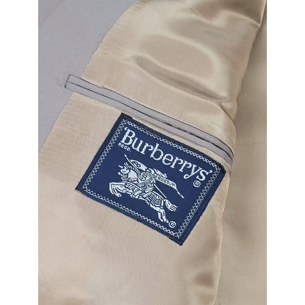 Burberry Men 100% Wool Tweed Tan Herringbone Blazer Jacket Lined - Picture 10 of 16
